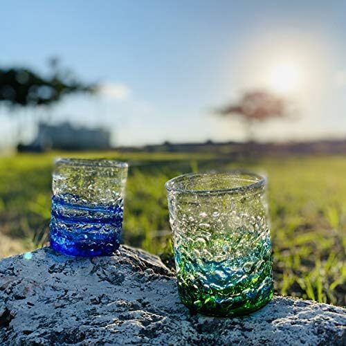 青 冷茶グラス コップ 美ら海デコボコグラス 沖縄土産 ロックグラス カップ 琉球グラス 琉球ガラス 青_画像6