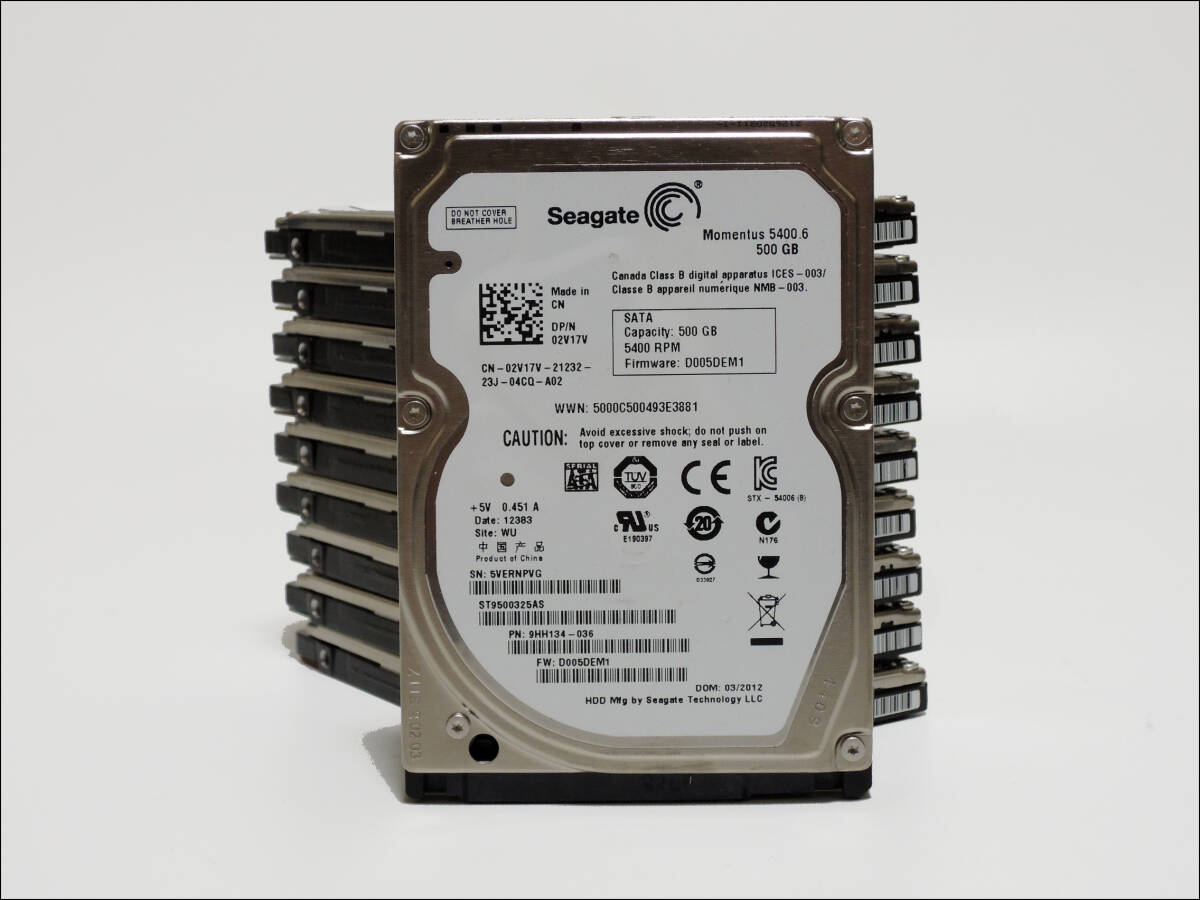 Seagate 2.5インチHDD ST9500325AS 500GB SATA 10個セット #12279_画像1