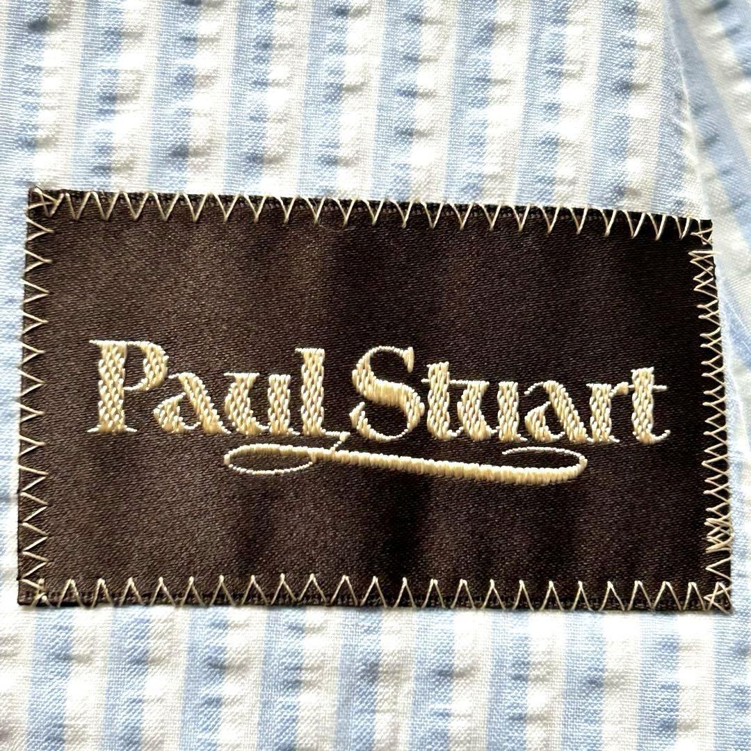 春夏 ★シアサッカー★ ポールスチュアート Paul Stuart テーラードジャケット アンコン ストライプ ストライプ 青 ブルー 白 ホワイト L_画像6