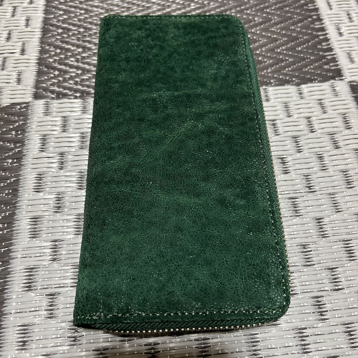 NELD flannel do beautiful goods unused green long wallet Elephant leather . leather limited goods 