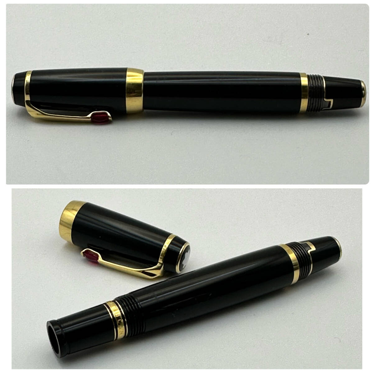 T911 美品 MONTBLANC モンブラン 万年筆 14K 4810 BOHEME ボエム ルージュストーン 繰出式 筆記具 の画像5