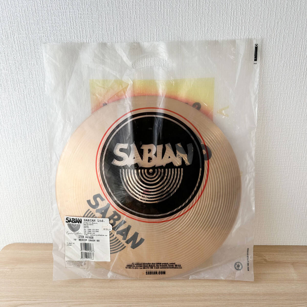 T952 未使用 SABIAN 16” MEDIUM CRASH B8 セイビアン ミディアム クラッシュ シンバル ドラム_画像1