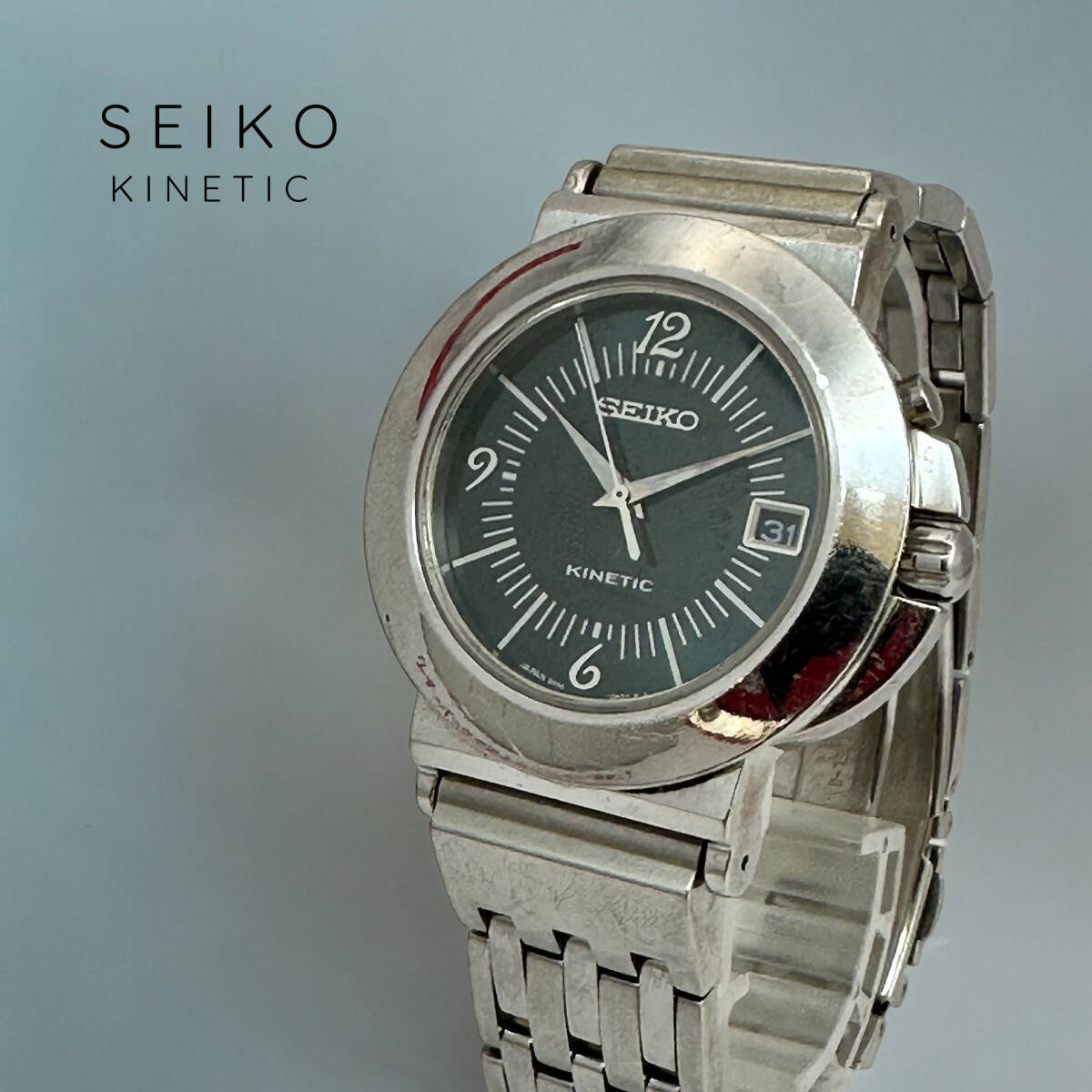 T958b SEIKO KINETIC 5M42-OG50 腕時計 セイコー キネティック 自動巻 カレンダー レトロ ウォッチ_画像1