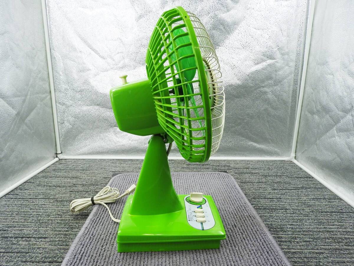 [ подлинная вещь ]SANYO Sanyo * Mini настольный вентилятор EF-A5B зеленый 1980 год производства Showa Retro * рабочий товар [ управление NNR1462]
