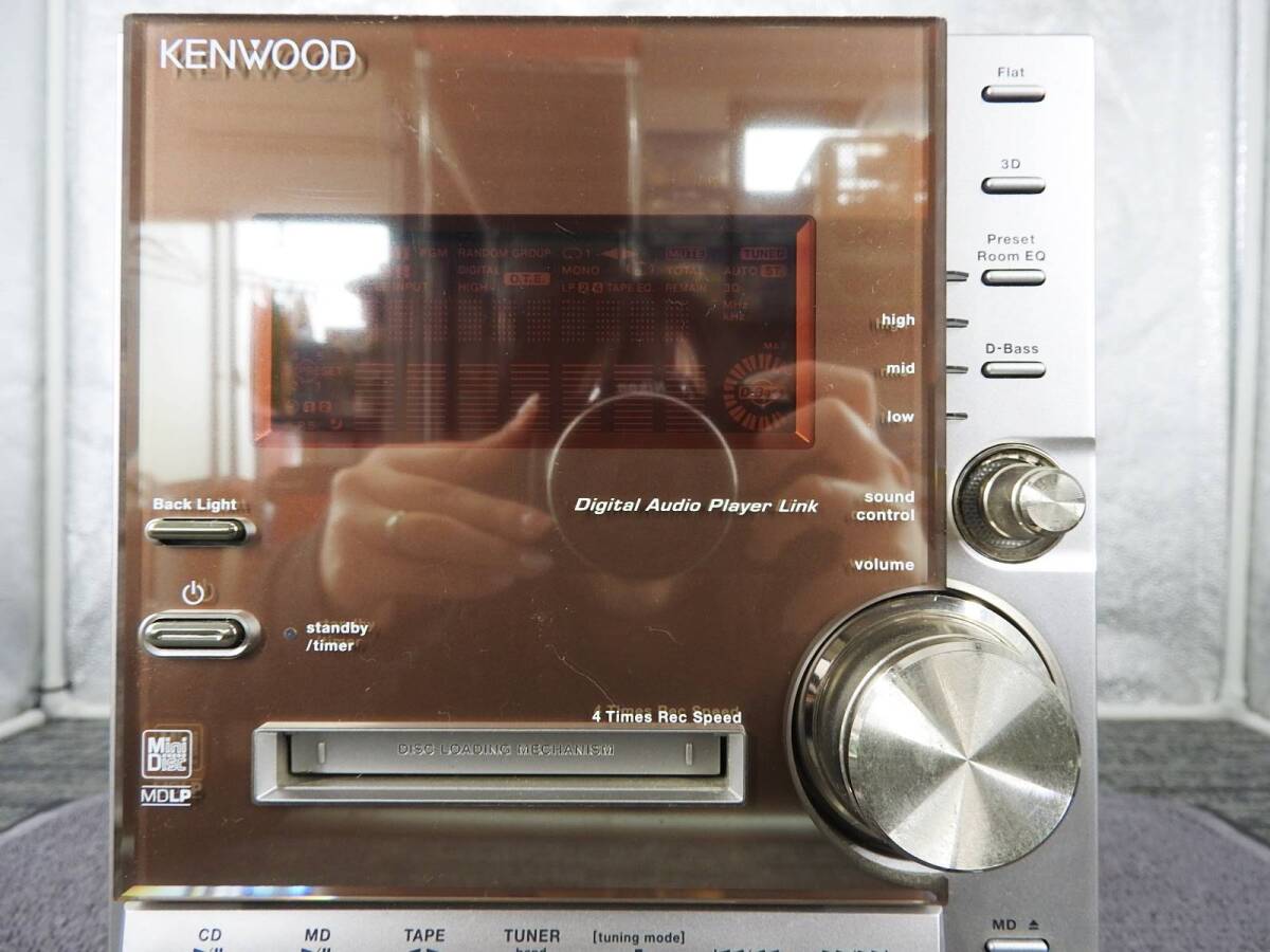 KENWOOD Kenwood * mini component RXD-SV3MD CD/MD/ cassette remote control attaching reproduction OK* junk [ control NNR1257]