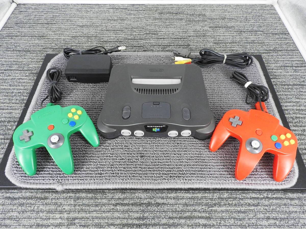 任天堂 ニンテンドー★Nintendo64 本体 NUS-001 ブラック 付属品OK コントローラー2個 すぐ遊べるセット★動作品「管理№NR1539」_画像1