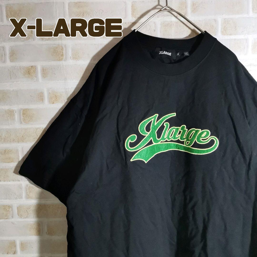 エクストララージ X-LARGE Tシャツ 半袖 黒 刺繍 ロゴ_画像1