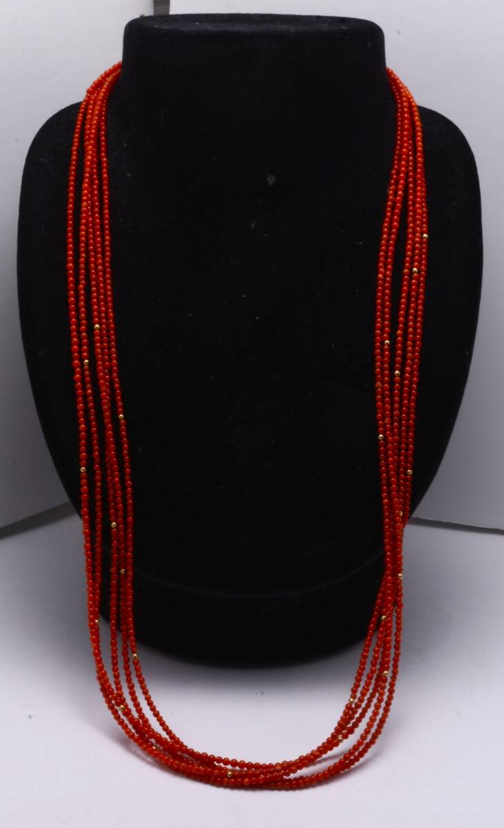 . height. excellent article * antique red ..5 ream long necklace *051503