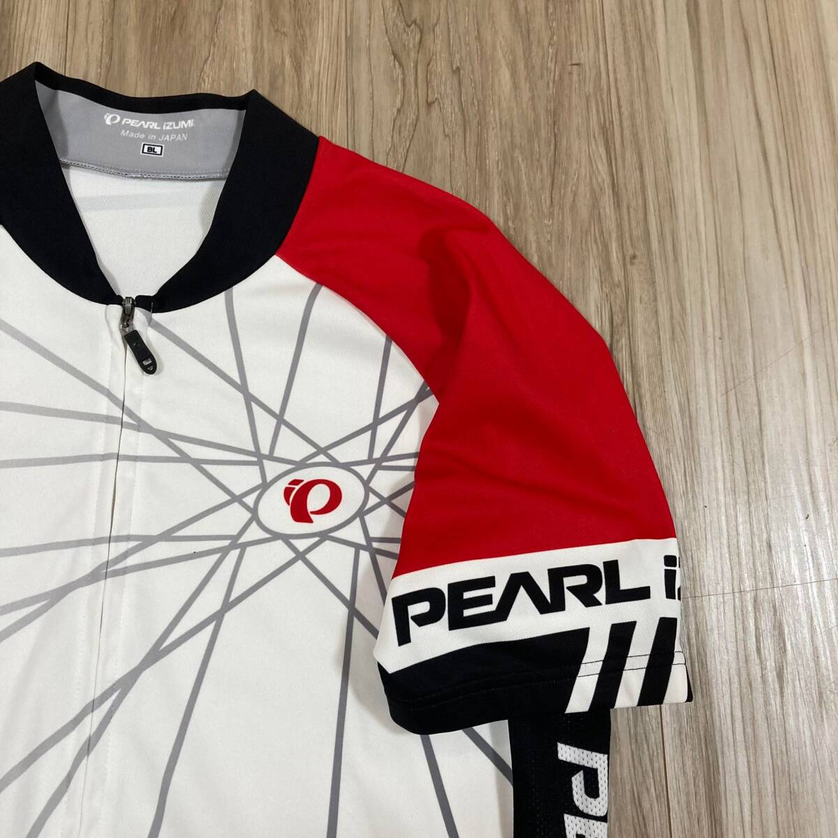  free shipping * pearl izmiBL ( wide width L) men's short sleeves cycle jersey made in Japan PEARL IZUMI both side mesh series good quality goods n22 white × red × black 