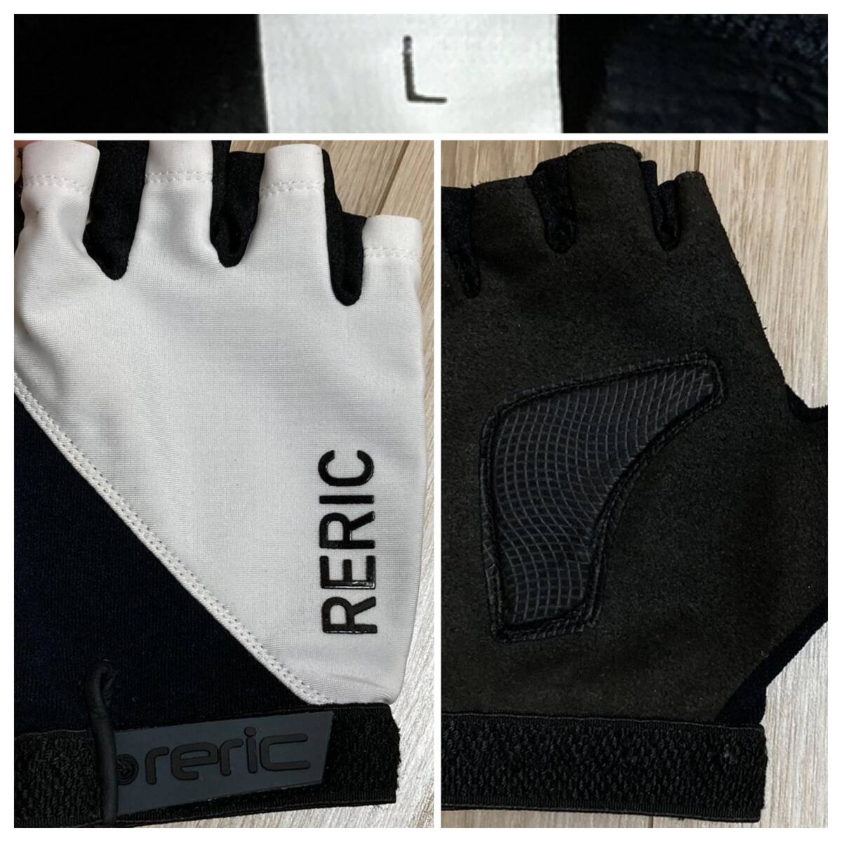  free shipping * regular reric relic L men's half finger bicycle for glove slip prevention attaching gloves reric brand Logo good quality goods n112 white × black 