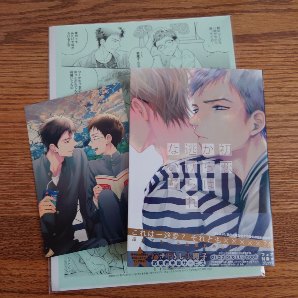 直筆サイン入!!2店舗特典付☆初恋からは逃げられない/クロオ千尋/BL 漫画/コミコミ特典/ホーリンラブブックス特典☆4冊同梱可能!!