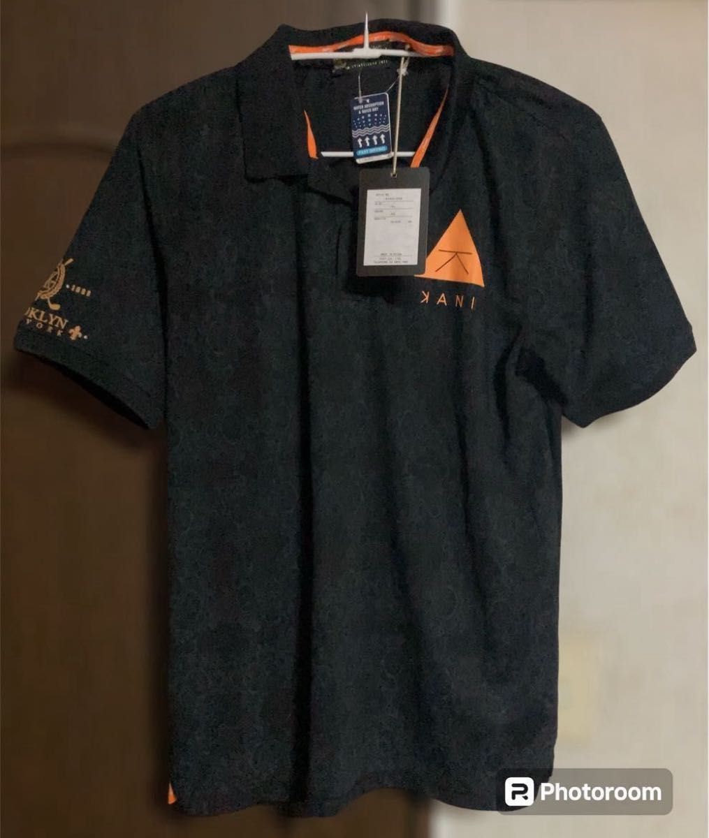 【新品】Karl Kani GOLF カールカナイ 半袖ポロシャツ ブラック オレンジ XL 総柄