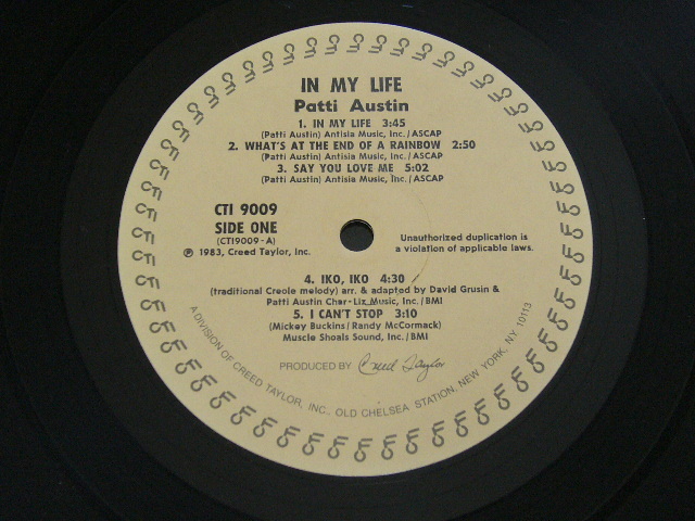 Patti Austin/IN MY LIFE/1983年盤/USAオリジナル盤/CTI 9009/ 試聴検査済みの画像3