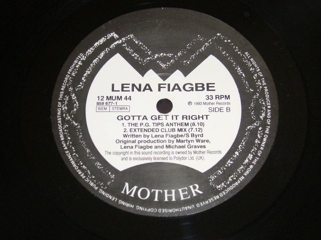 Lena Fisgbe/GOTTA GET IT RIGHT/UKオリジナル盤/1993年盤/ 12 MUM 44 / 試聴検査済み_画像4