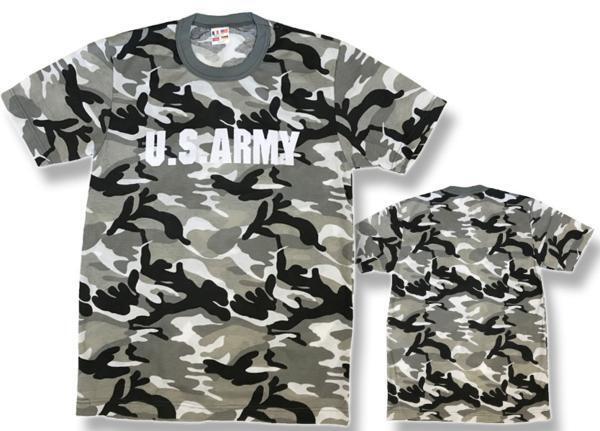 迷彩Tシャツ U.S.ARMY グレー×白【半袖】 M・アーミー 軍物 アメリカ陸軍 ｔシャツ サバゲー サバイバルゲーム メンズ_画像2