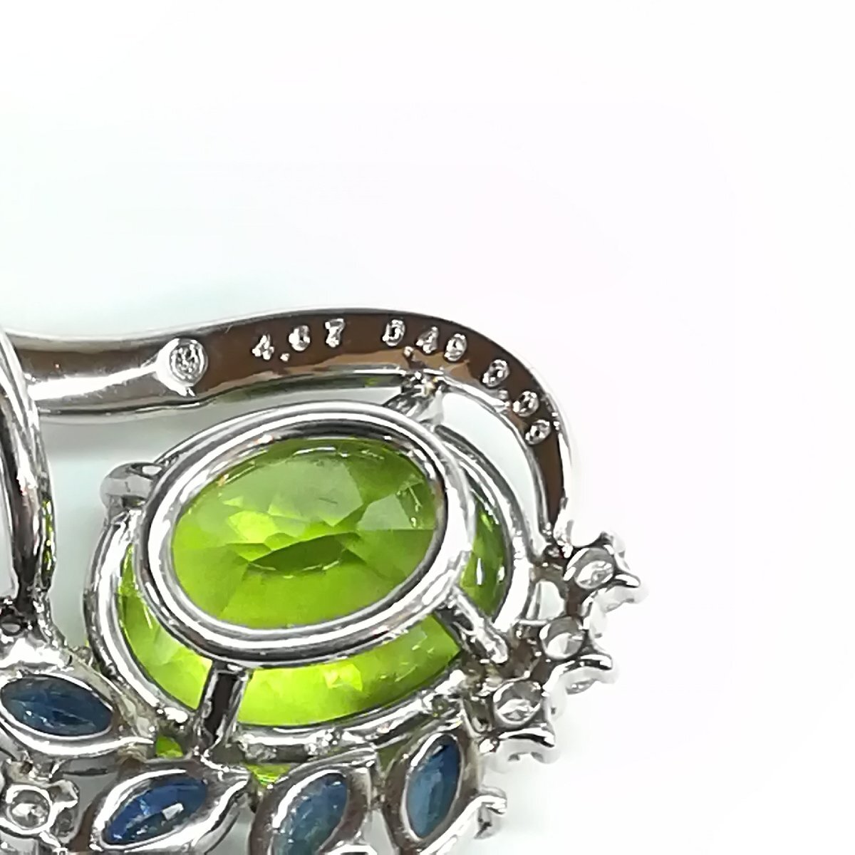 質屋出品【ペンダント トップ】 Pt900 ペリドット4.67ct ダイヤ