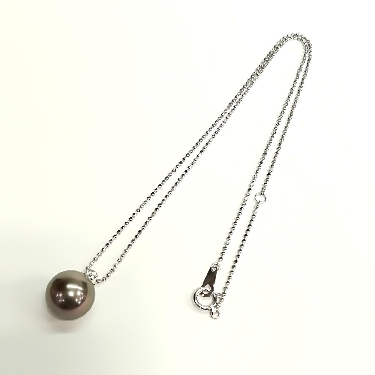 質屋出品【リング】K18 ホワイトゴールド 黒蝶真珠 ダイヤ0.08ct 中古_画像7