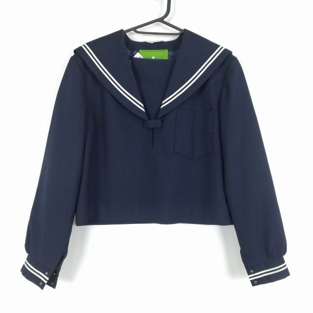 1 jpy sailor suit outer garment 3L large size extra-large winter thing white 2 ps line woman school uniform middle . high school navy blue uniform used rank C NA2508