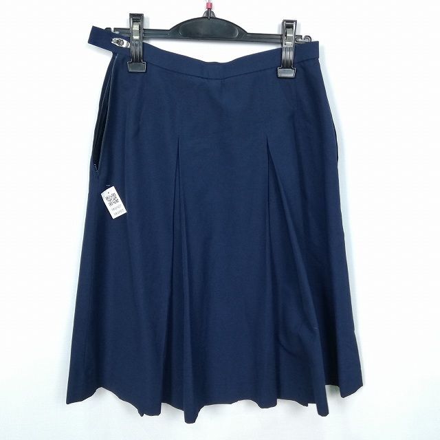 1円 スクールスカート 冬物 w63-丈58 花紺 中学 高校 プリーツ 学生服 制服 女子 中古 HK6908_画像2