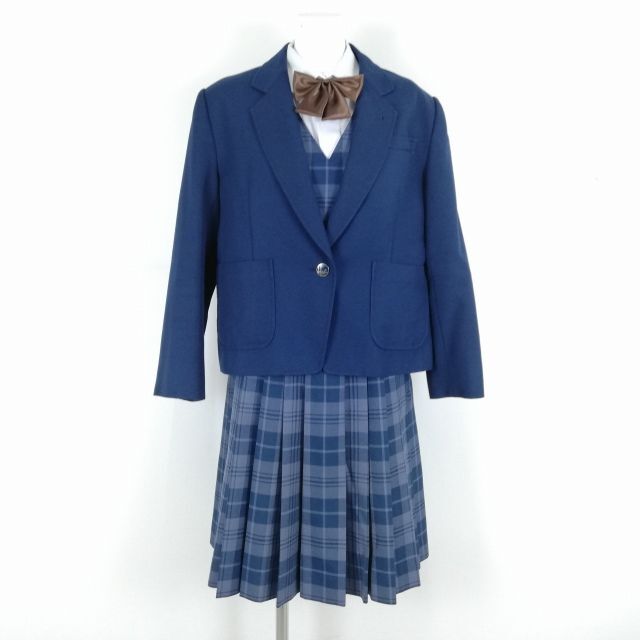 1円 ブレザー ジャンパースカート 上下4点セット 指定 大きいサイズ 冬物 女子 学生服 神奈川奏野曽屋高校 花紺 中古 ランクB NA2372の画像1