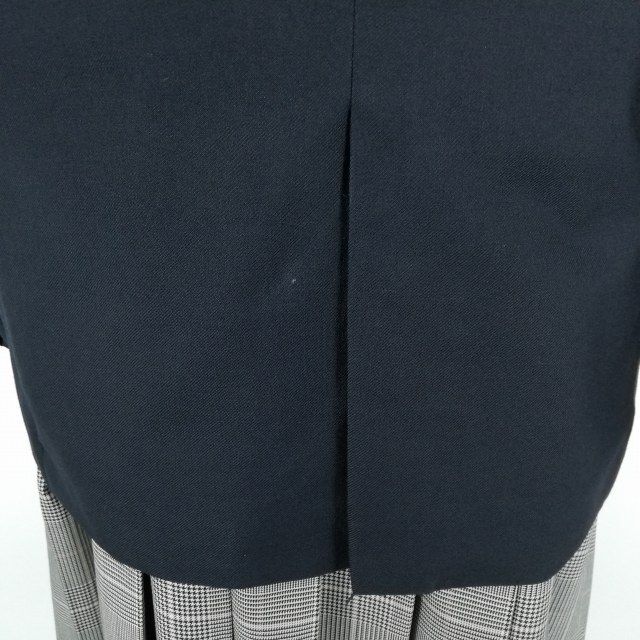 1円 ブレザー チェックスカート リボン 上下4点セット 冬物 女子 学生服 中学 高校 紺 制服 中古 ランクC NA2524の画像4