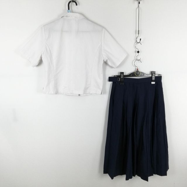 1円 ブラウス スカート リボン 上下3点セット 夏物 女子 学生服 中学 高校 白 制服 中古 ランク:C EY5997の画像2