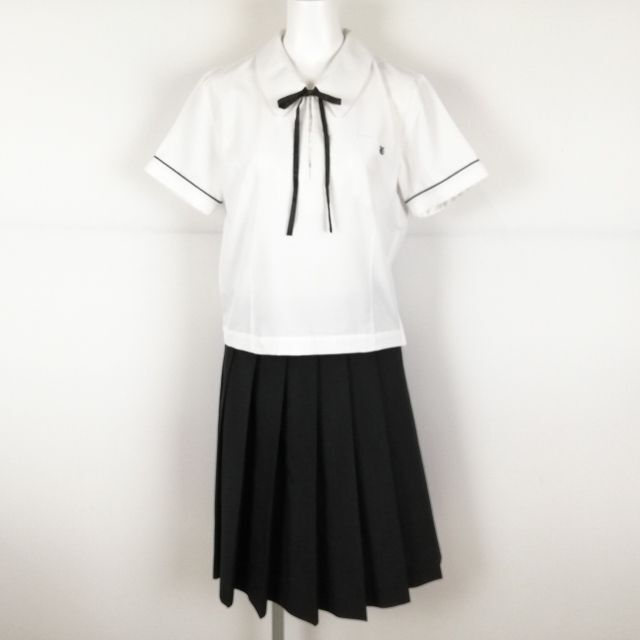 1 иен блуза юбка лента верх и низ 3 позиций комплект стрекоза лето предмет женщина школьная форма Кагосима . холм шт. средняя школа белый форма б/у разряд C NA2833