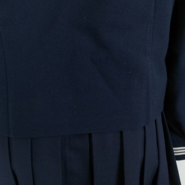 1 иен матроска юбка шарф верх и низ 3 позиций комплект 170A большой размер зима предмет белый 3шт.@ линия женщина школьная форма Tokyo 7 сырой средний . темно-синий форма б/у разряд C NA2477