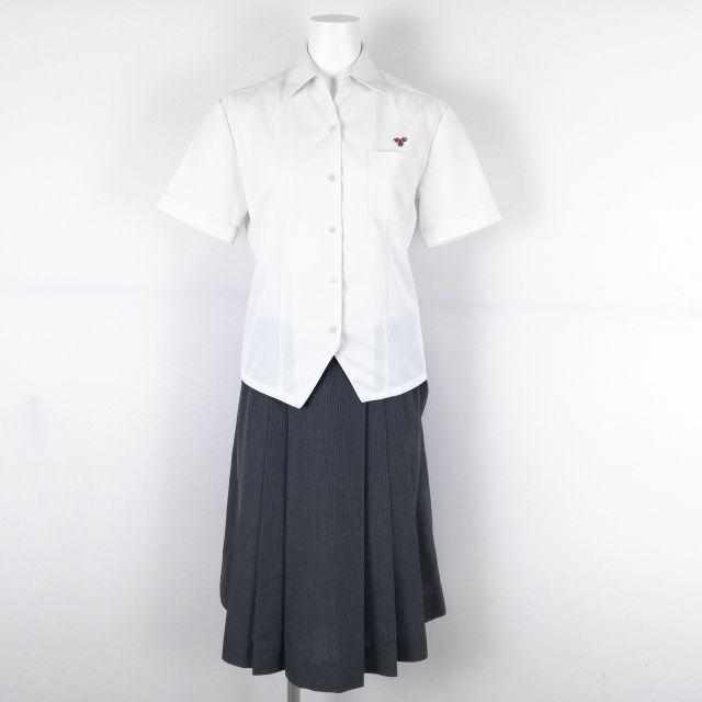 1 иен блуза юбка верх и низ 2 позиций комплект M лето предмет женщина школьная форма Fukuoka восток . средняя школа белый форма б/у разряд C NA3979