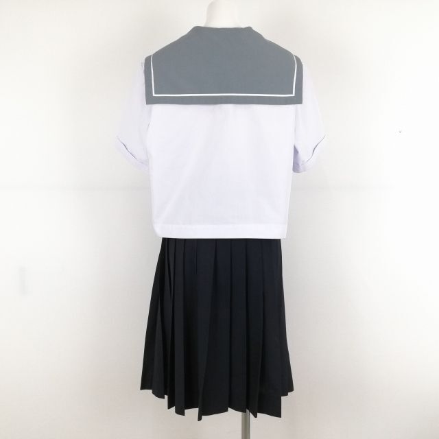 1 jpy sailor suit skirt top and bottom 2 point set 170B large size can ko- summer thing white 1 pcs line woman school uniform Kagoshima . mountain north middle . white used rank C NA2633