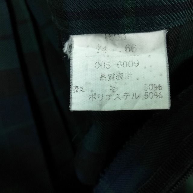 1円 スクールスカート 大きいサイズ 冬物 w72-丈57 チェック 中学 高校 プリーツ 学生服 制服 女子 中古 IN6135の画像5