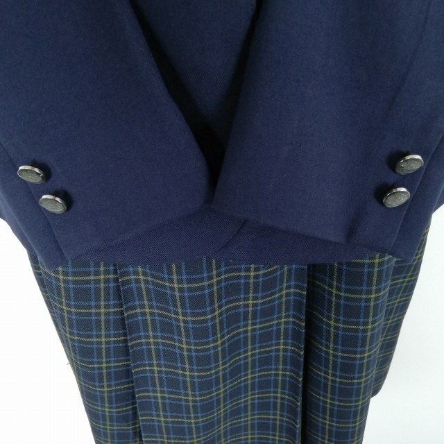 1 jpy blaser check skirt ribbon top and bottom 4 point set LL large size winter thing woman school uniform ... the first high school navy blue uniform used rank B NA4045
