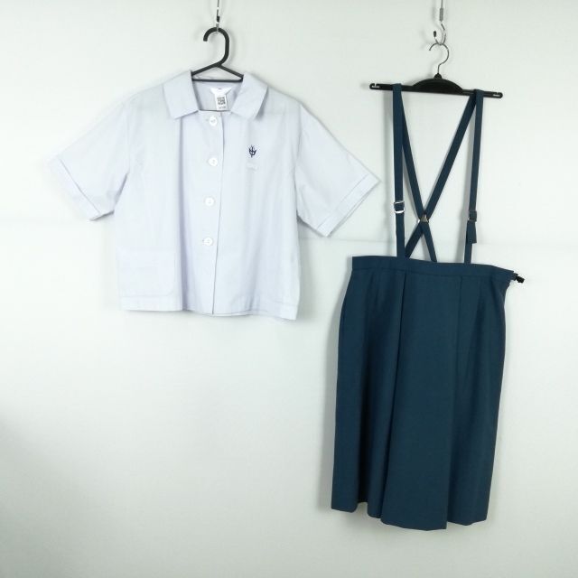 1 jpy blouse skirt top and bottom 2 point set 3L large size extra-large summer thing woman school uniform middle . high school white uniform used rank C NA3985