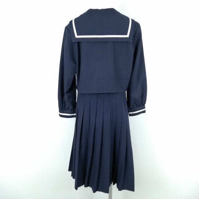 1 jpy sailor suit skirt scarf top and bottom 3 point set 3L large size winter thing white 1 pcs line woman school uniform middle . high school navy blue uniform used rank C NA3663