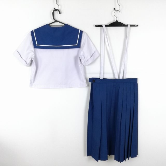 1 иен матроска юбка верх и низ 2 позиций комплект лето предмет белый 1 шт. линия женщина школьная форма Кагосима . гора средний . белый форма б/у разряд C NA4213