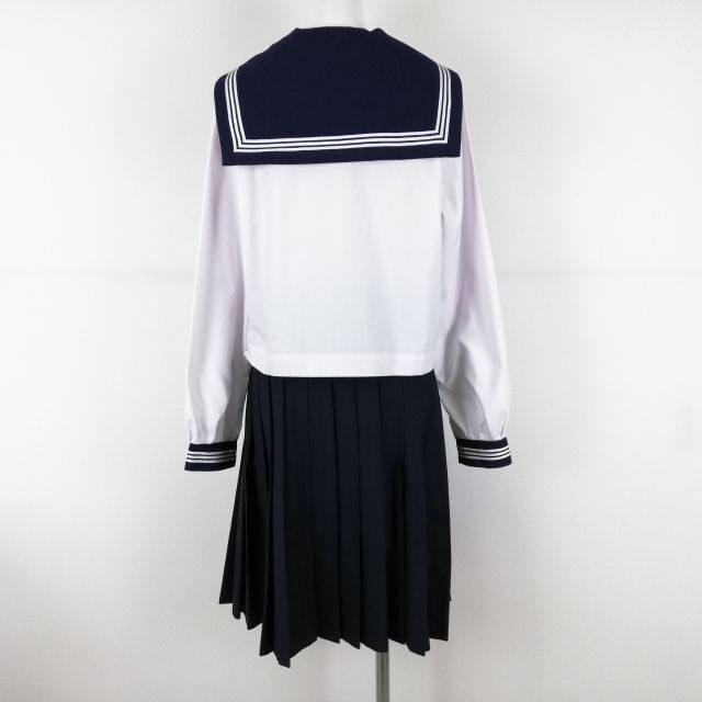 1 jpy sailor suit skirt scarf top and bottom 3 point set 180A large size dragonfly interim clothes white 3ps.@ line woman middle . high school white used rank C NA3999