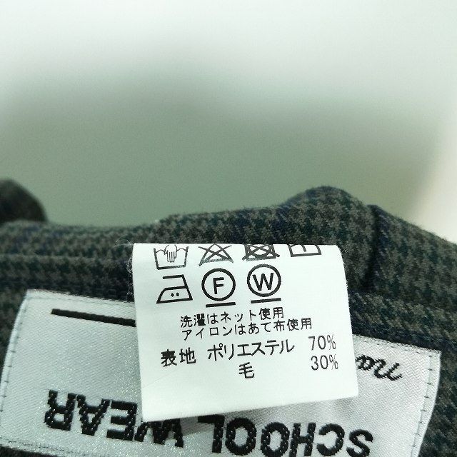 1円 スクールスカート 冬物 w69-丈53 チェック 中学 高校 プリーツ 学生服 制服 女子 中古 IN6270の画像5