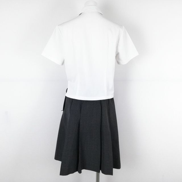 1円 ブラウス スカート 上下2点セット M 夏物 女子 学生服 福岡高校 白 制服 中古 ランクB NA3976_画像2