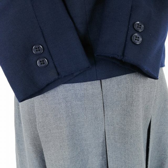 1円 ブレザー スカート 紐タイ 上下4点セット 冬物 女子 学生服 福岡八幡南高校 紺 制服 中古 ランクC NA4149_画像3