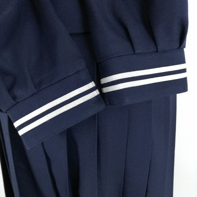 1 jpy sailor suit skirt scarf top and bottom 3 point set 160A can ko- winter thing white 2 ps line woman school uniform middle . high school navy blue uniform used rank C NA3842