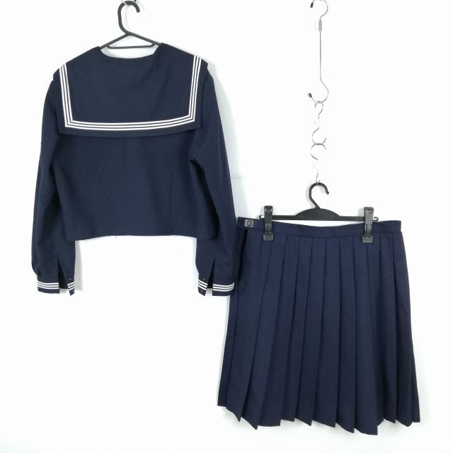 1 jpy sailor suit skirt scarf top and bottom 3 point set large size extra-large winter thing white 3ps.@ line woman school uniform Saitama Kasukabe higashi middle . navy blue used rank C NA4538