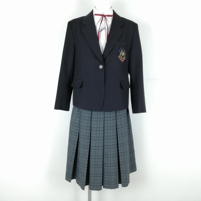 1 jpy blaser check skirt cord Thai top and bottom 4 point set designation winter thing woman school uniform Tokyo rice field less the first middle . navy blue uniform used rank C NA4729