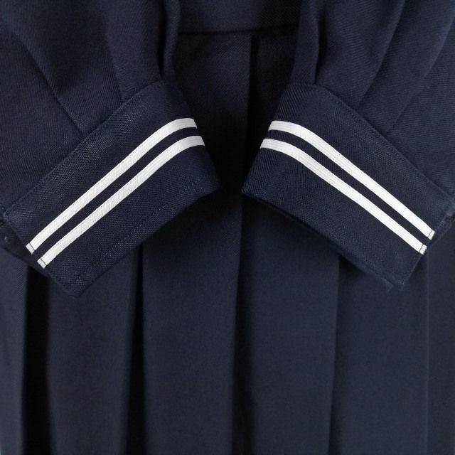 1 jpy sailor suit skirt necktie top and bottom 3 point set 160B large size winter thing white 2 ps line woman school uniform middle . high school navy blue uniform used rank C NA4508