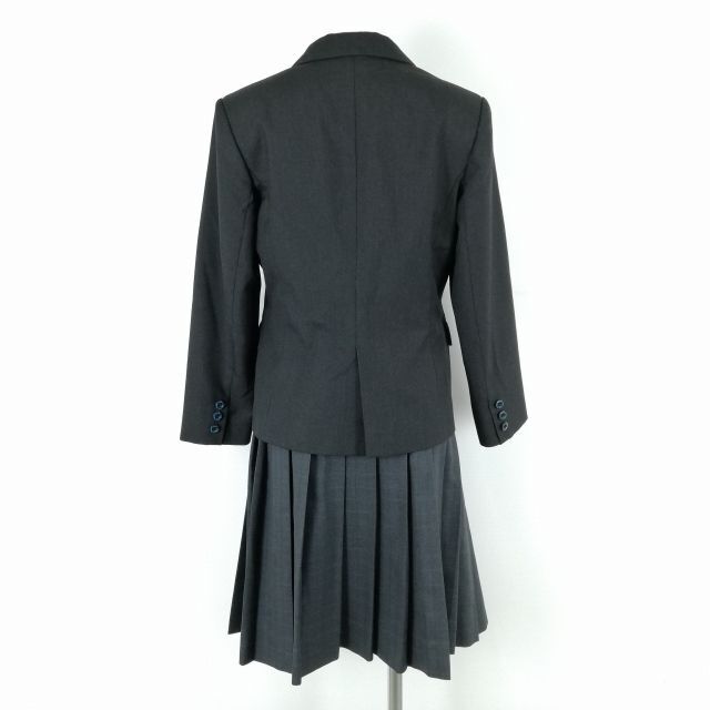 1円 ブレザー チェックスカート リボン 上下4点セット 150A 冬物 女子 学生服 神奈川太洋中学 グレー 制服 中古 ランクC NA4724_画像2