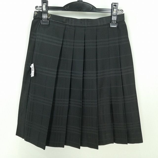 1円 スクールスカート 夏物 w62-丈52 チェック 中学 高校 プリーツ 学生服 制服 女子 中古 IN6529_画像2