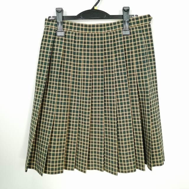 1円 スクールスカート 夏物 w69-丈56 チェック 埼玉新座柳瀬高校 プリーツ 学生服 制服 女子 中古 IN6402_画像1