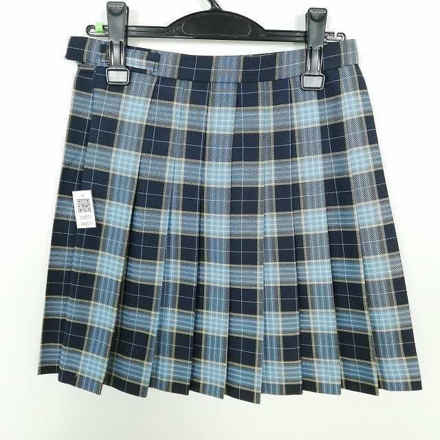 1円 スクールスカート 冬物 w66-丈45 チェック 中学 高校 ミニ丈 プリーツ 学生服 制服 女子 中古 IN6511_画像2