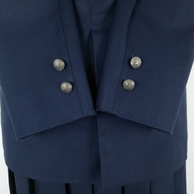 1円 ブレザー ジャンパースカート リボン 上下4点セット 冬物 女子 学生服 中学 高校 紺 制服 中古 ランクB NA3909_画像3