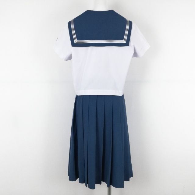 1円 セーラー服 スカート ネクタイ 上下3点セット 160A トンボ 夏物 白3本線 女子 学生服 鹿児島天保山中学 白 制服 中古 ランクC NA4501_画像2