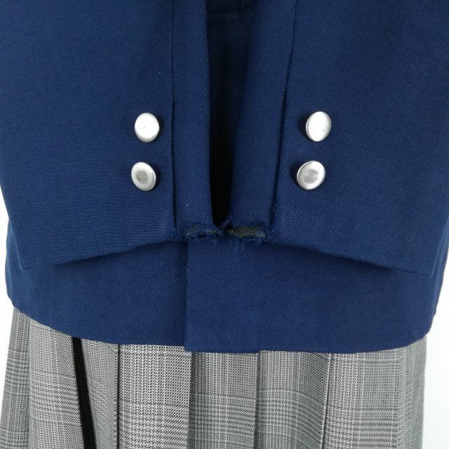 1円 ブレザー チェックスカート 上下4点セット 大きいサイズ 冬物 女子 学生服 東京多摩大学附属聖ヶ丘中学高校 紺 中古 ランクC NA4522_画像3